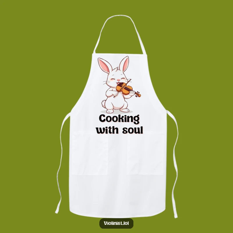 Funny Bunny Violin Apron: Cook with Passion Like This Determined Musician