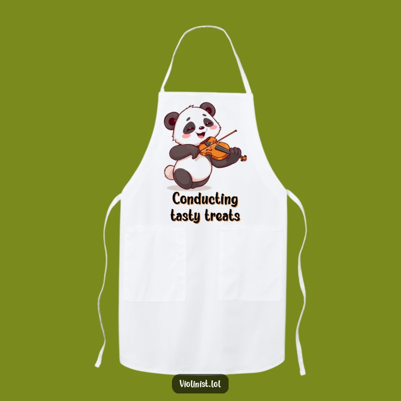 Funny Giggling Panda Violin Apron - Hilarious Kitchen Wear for Musical Chefs