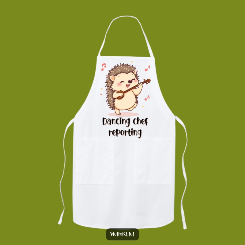 Funny Hedgehog Violin Apron: Cook Up a Storm with Lively Musical Cheer