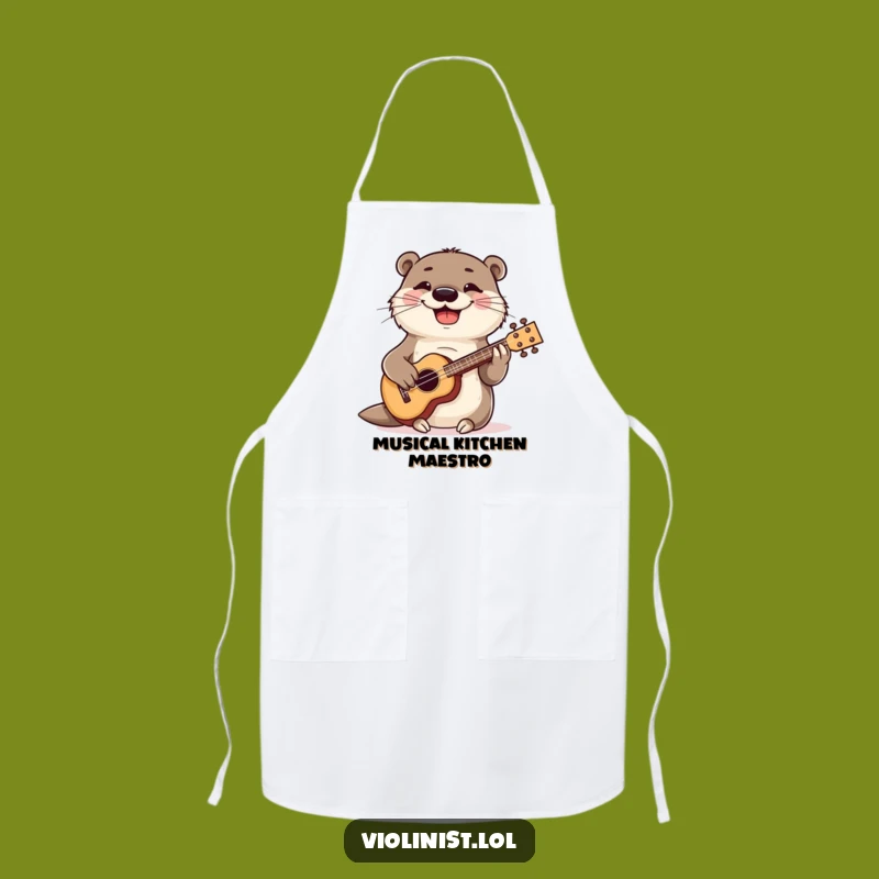 Funny Playful Otter Ukulele Apron: Cook and Sing with Joyful Flair