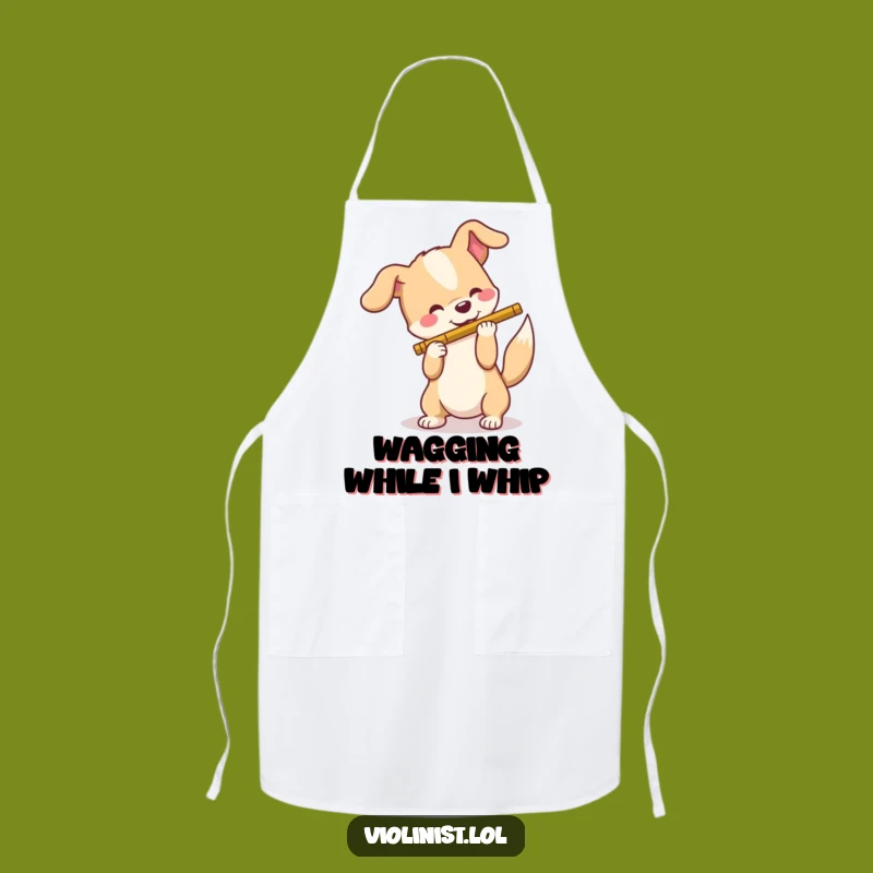 Funny Dog Flute Player Apron: Cook Up Some Canine Comedy!