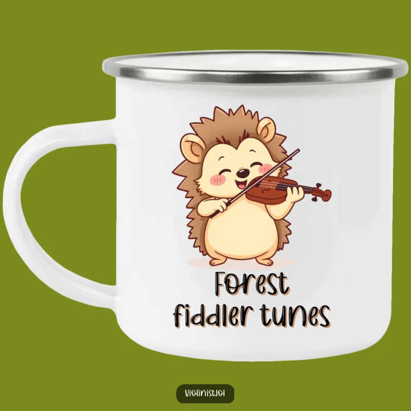 Funny Jolly Hedgehog Violinist Camping Mug - Durable Gear for Rhythmic Adventures