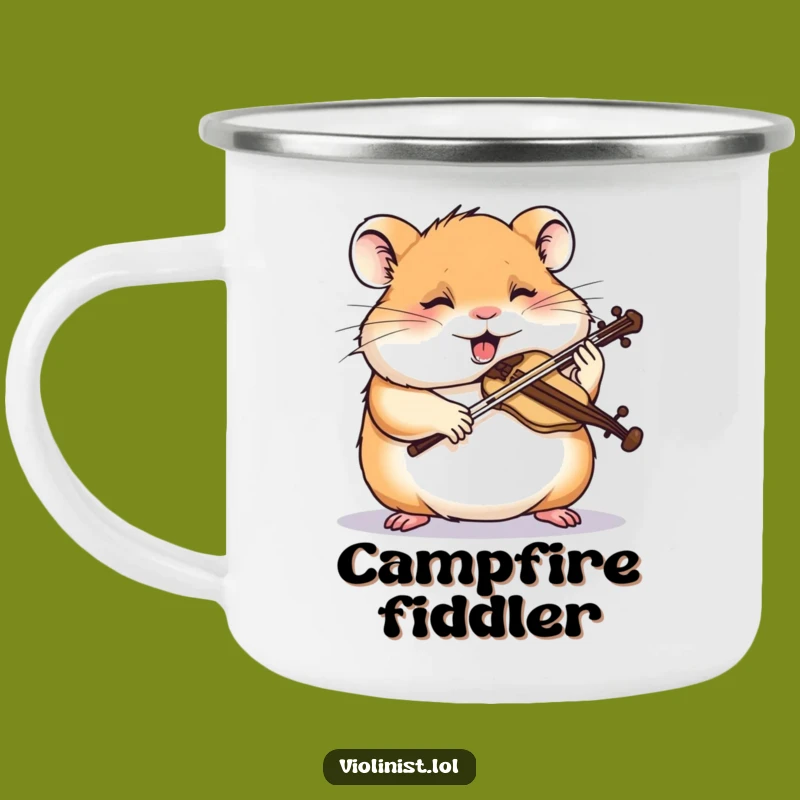 Funny Hamster Violin Camping Mug: Focused Musician Cup, Great Gift