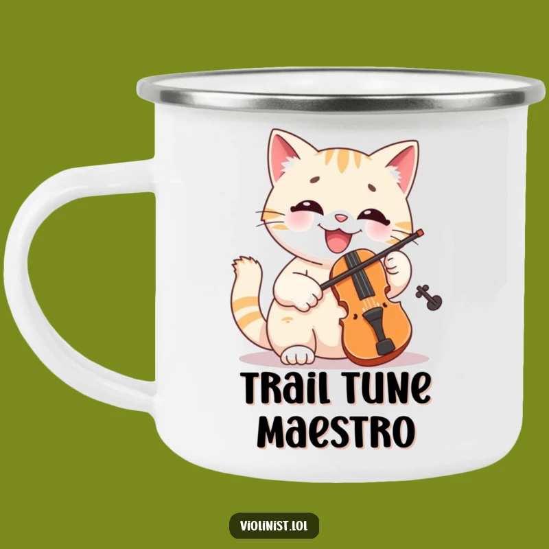 Funny Cat Violinist Camping Mug A Cheerful Outdoor Musician, Perfect Funny Gift