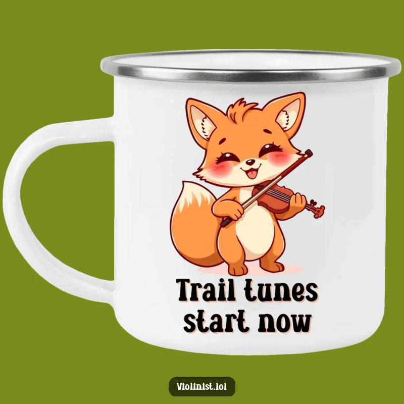 Funny Fox Violinist Camping Mug: Outdoor Sips with Cheerful Musical Flair, Perfect Gift!