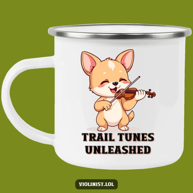 Funny Happy Dog Violinist Camping Mug - Durable Gear for Musical Adventures