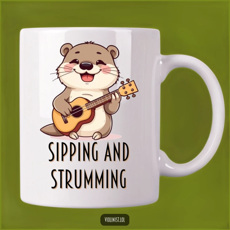 Funny Playful Otter Ukulele Mug: Music Lovers Perfect Gift for Joyful Mornings