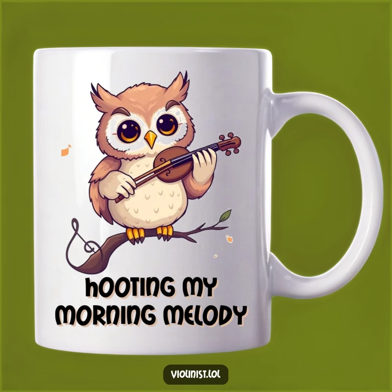 Funny Owl Mug: Curious Violinist on Music Note, Perfect Humorous Gift for Music Lovers