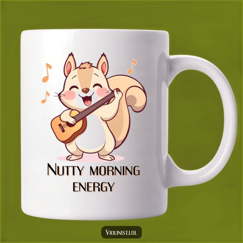 Funny Squirrel Violinist Mug: Energetic Musician with Head Bops, Perfect Gift!