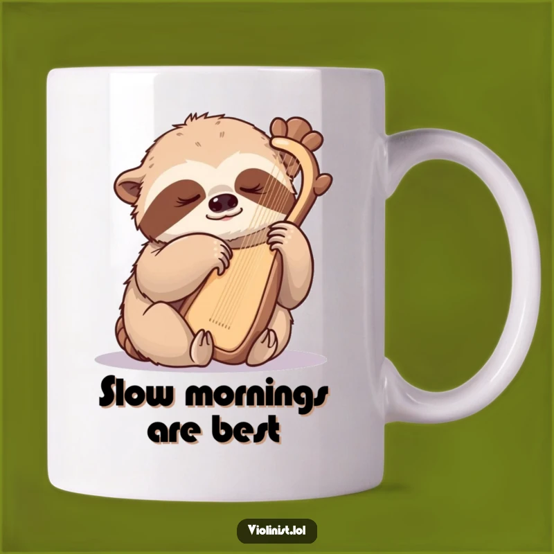 Funny Sloth Harpist Mug: Gentle Melodies from a Sleepy Maestro!