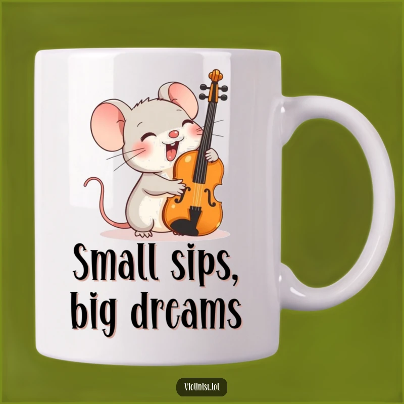 Funny Mouse Violinist Mug: Giggling Musician with Oversized Violin, Perfect Gift!
