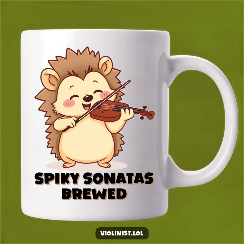 Funny Jolly Hedgehog Violinist Mug - Cheerful Musician Gift for Spiky Friends