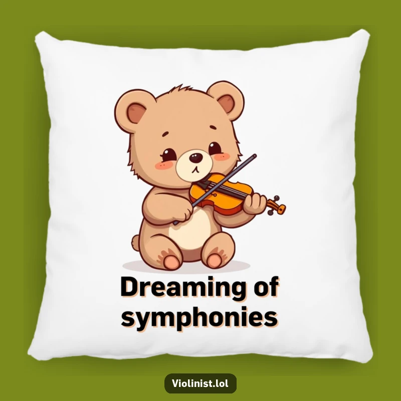 Funny Bear Cub Violinist Pillow: Cozy Delight for Music Lovers, Perfect Gift!
