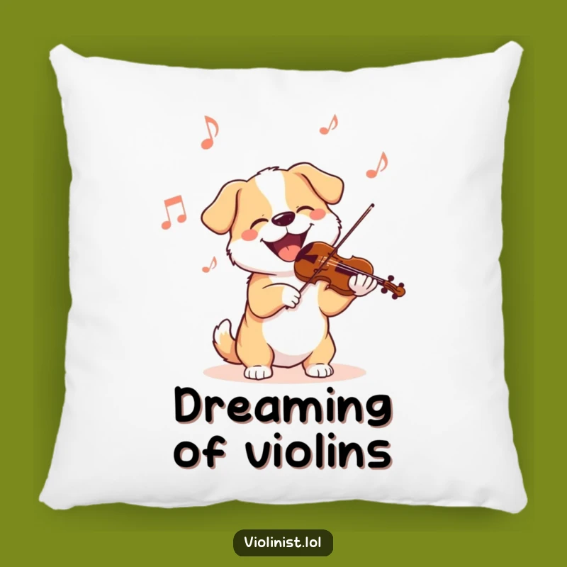 Funny Dog Violinist Pillow: Snuggle Up with a Musical Pooch's Joyful Tune
