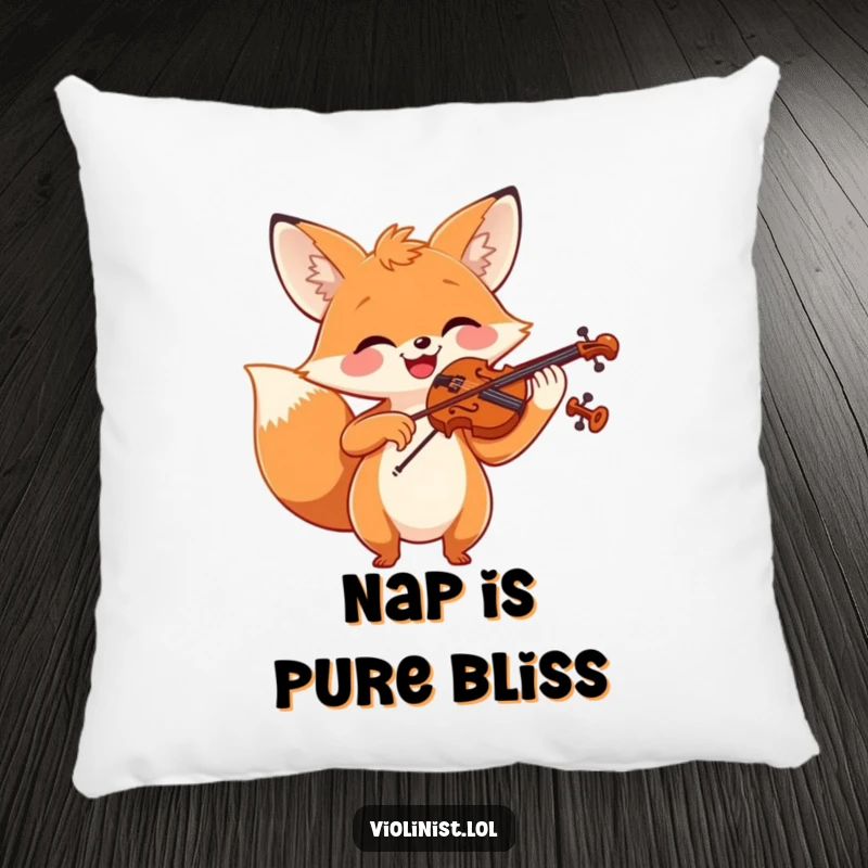 Funny cheerful fox playing violin with a smile, a soft and humorous pillow.