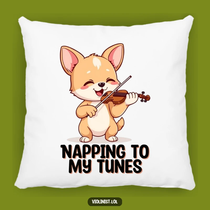 Funny Happy Dog Violinist Pillow - Comfy Cushion with Canine Cheer