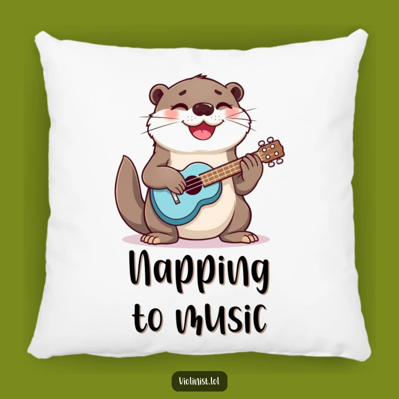 Funny Otter Ukulele Pillow: Cuddle Up with Musical Cheer!