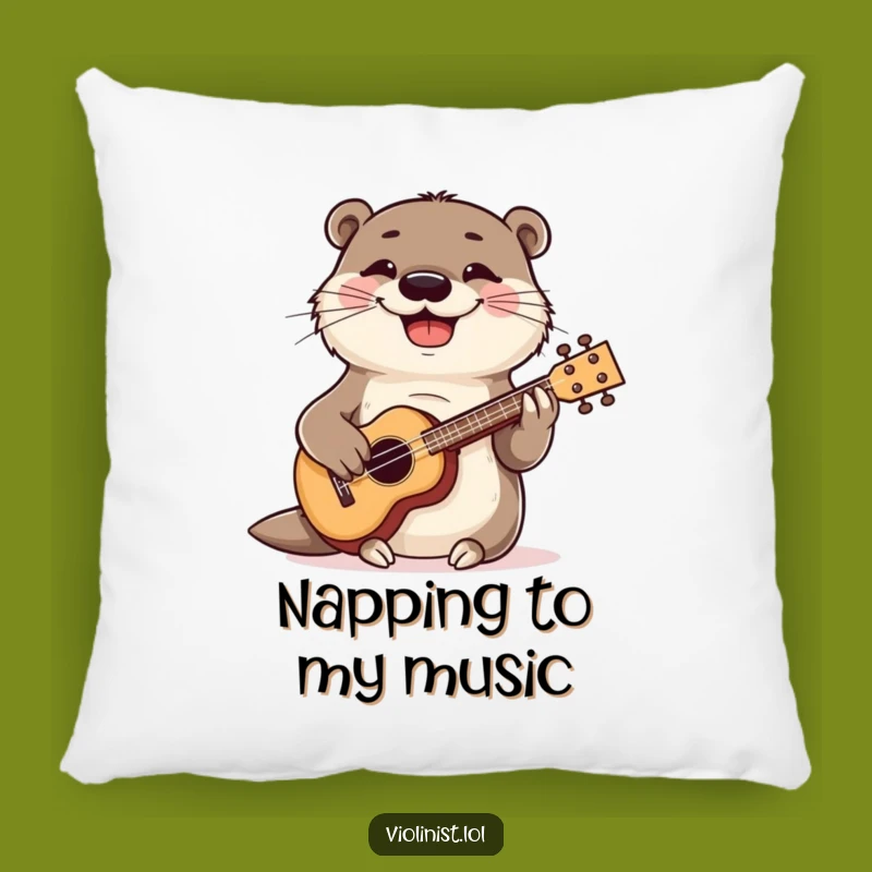 Funny Playful Otter Ukulele Pillow: Comfy Accent for a Musical and Cheerful Home