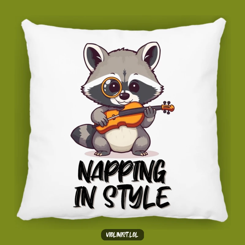 Funny Raccoon Fiddle Pillow: Add a Touch of Classy Comfort, a Hilarious Gift