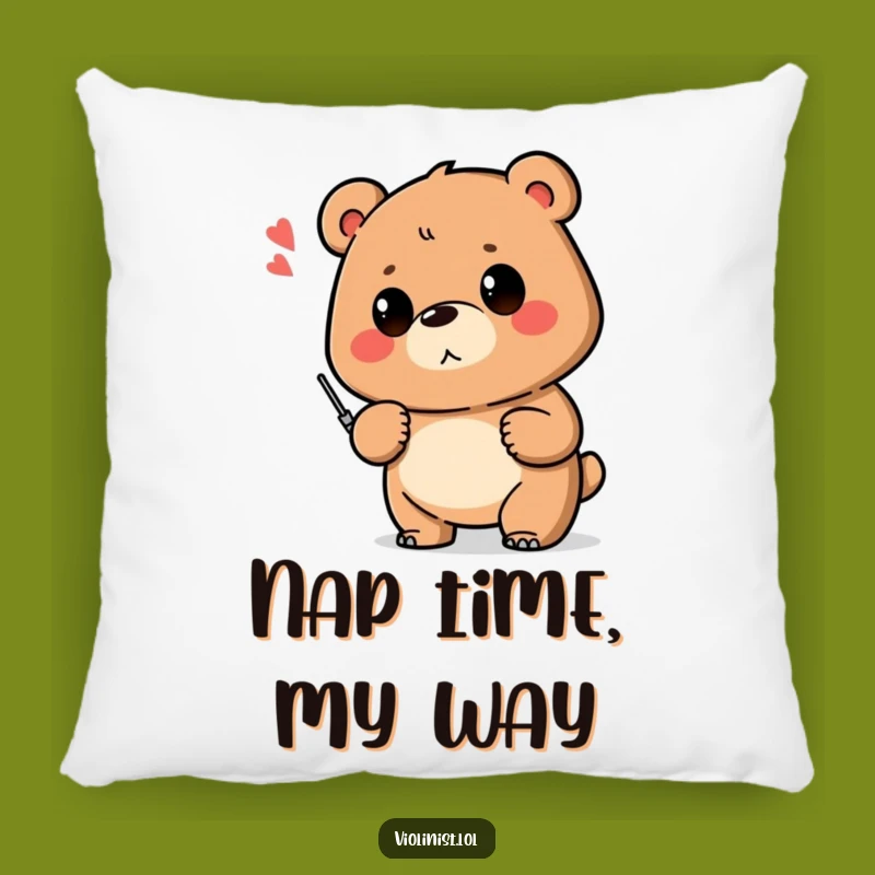 Funny Bear Pillow: Shaky Note Comfort - Cozy & Humorous Accent