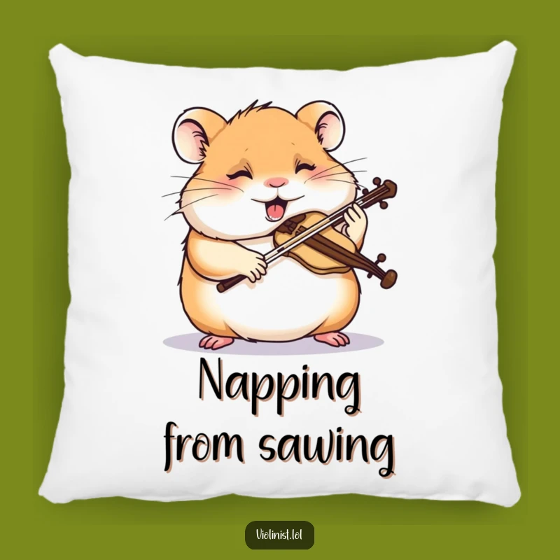 Funny Hamster Violin Pillow: Cozy Focused Cushion, Hilarious Gift