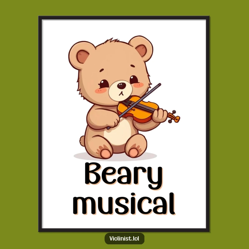 Funny Bear Cub Violinist Digital Art: Instant Delight for Walls, Perfect Gift!