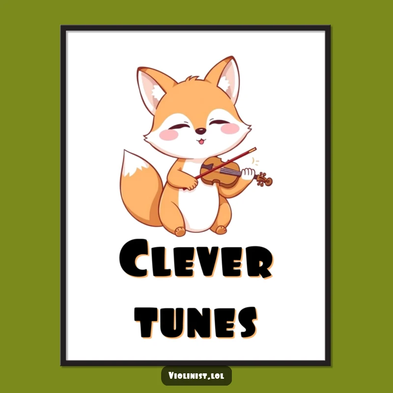 Funny Fox Violin Digital Art: Bring Gentle Music to Your Walls, a Gift