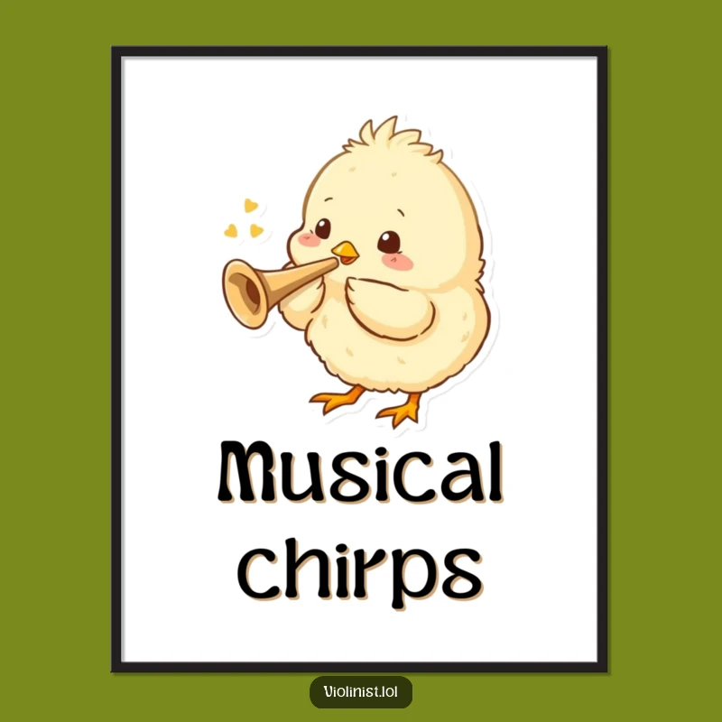 Funny Chick Digital Art: Tiny Trumpet Serenade - Cute Downloadable