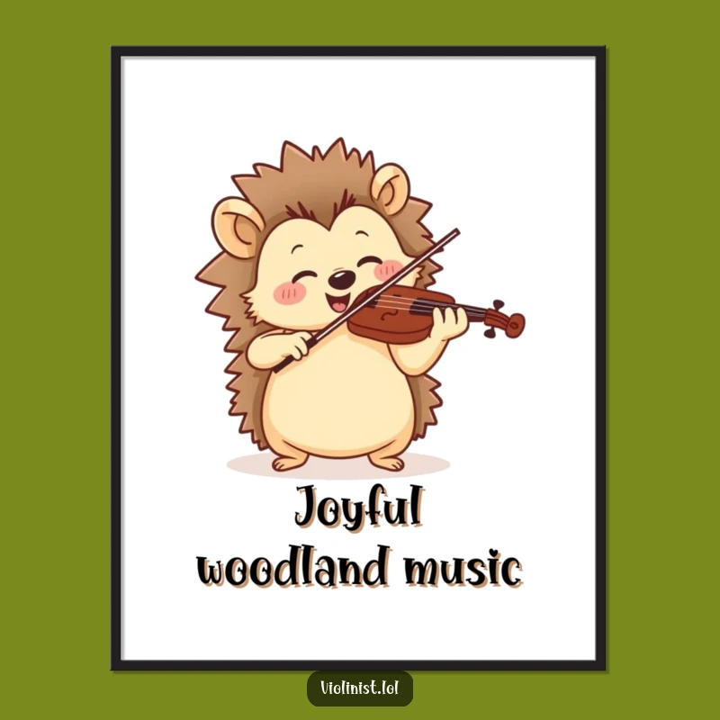 Funny Jolly Hedgehog Violinist Digital Art - Cheerful Wall Decor Gift