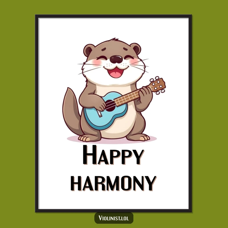 Funny Otter Ukulele Digital Art: Bring Joyful Music to Your Space!
