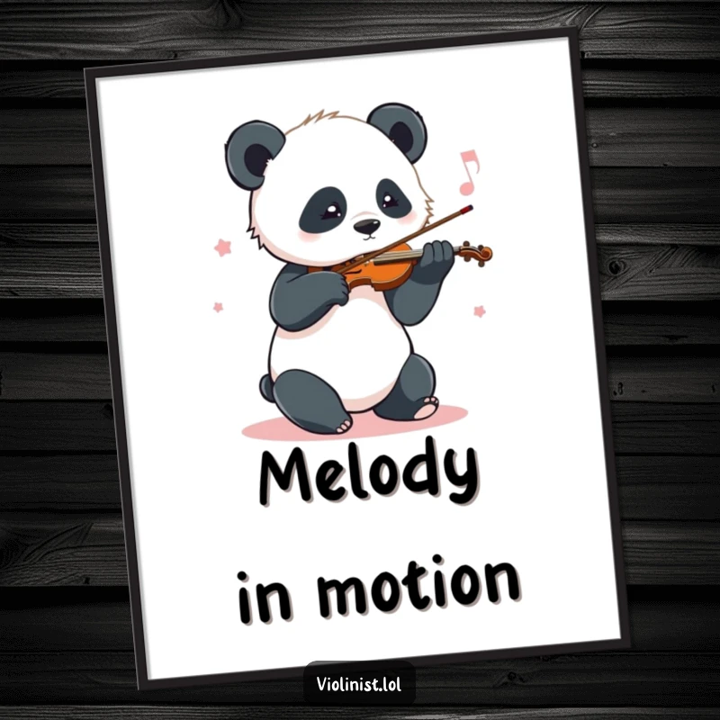 Funny Panda Digital Art Print: A playful panda sways while playing violin, bringing joyful musical energy to printable wall art.