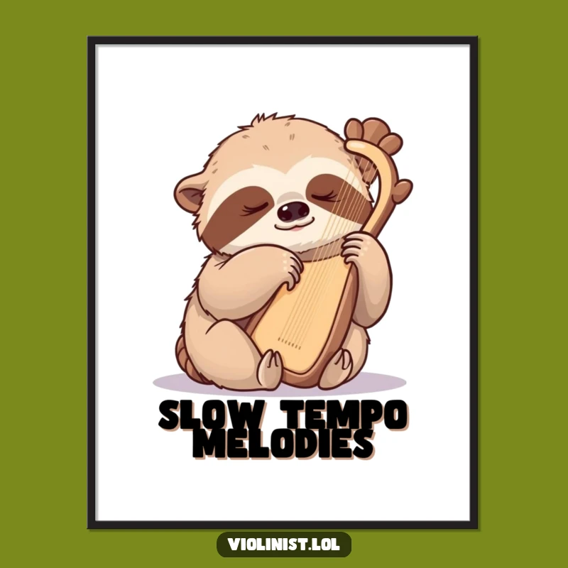 Funny Sloth Harpist Digital Art: Instant Calm & Musical Ambiance!