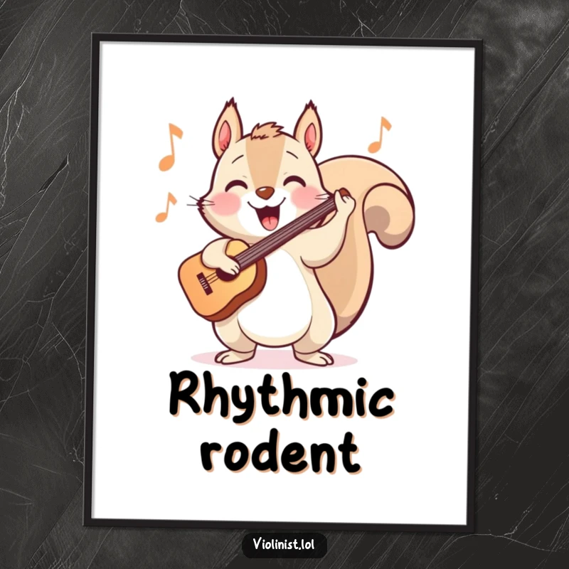 Funny digital art of a happy squirrel energetically bopping its head while playing a cheerful tune on the violin.