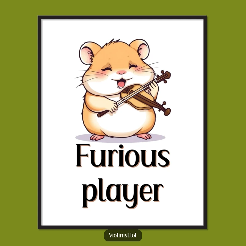Funny Hamster Violin Digital Art: Intense Musician Print, Gift Idea