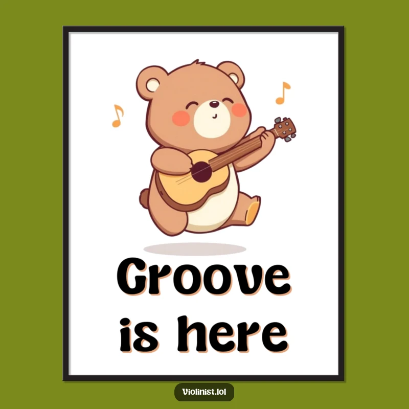 Funny Energetic Bear Digital Art Print: Decorate with Joyful Music and Hilarious Art Gift