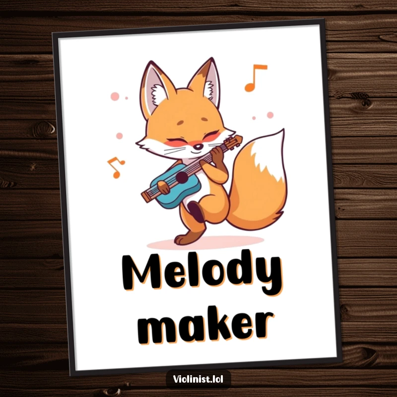 Funny fox digital art print of a determined vulpine tapping its foot with precision while playing a melody, full of musical intent.