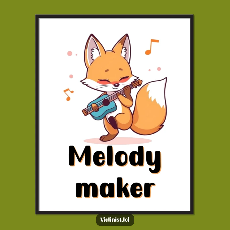 Funny Fox Music Art Print A Determined Player Digital Download, Perfect Funny Gift