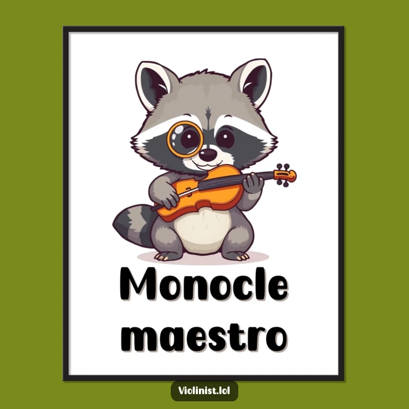 Funny Raccoon Fiddle Digital Art: Bring Gentlemanly Humor to Your Walls, a Gift