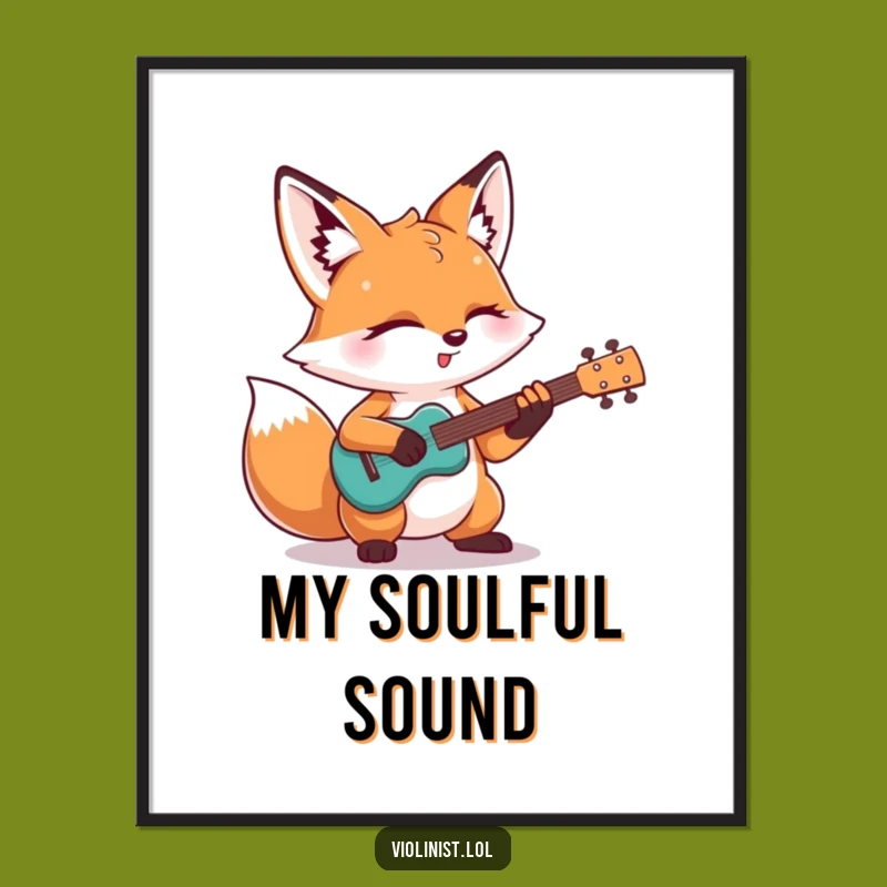 Funny Fox Solo Digital Art: Printable Wall Decor, Hilarious Music Gift