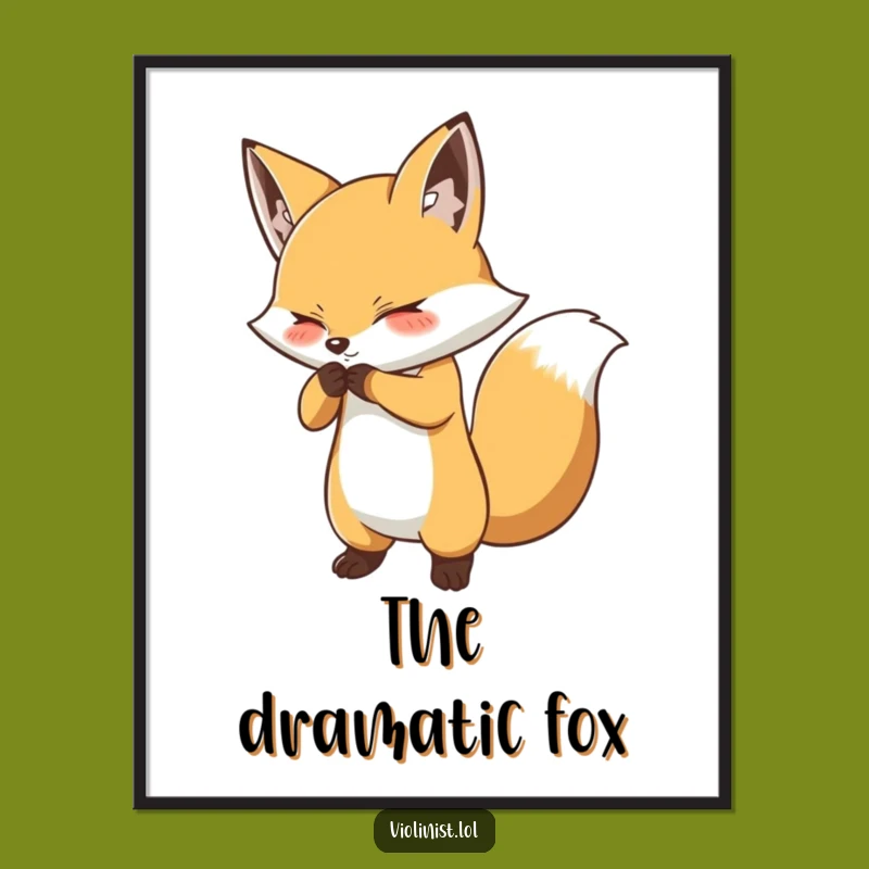 Funny Fox Bow Digital Art Print: Instant Theatrical Decor for Your Walls