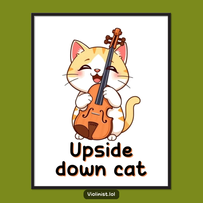 Funny Cat Violin Digital Print: Instant Humor and Feline Confusion for Your Walls