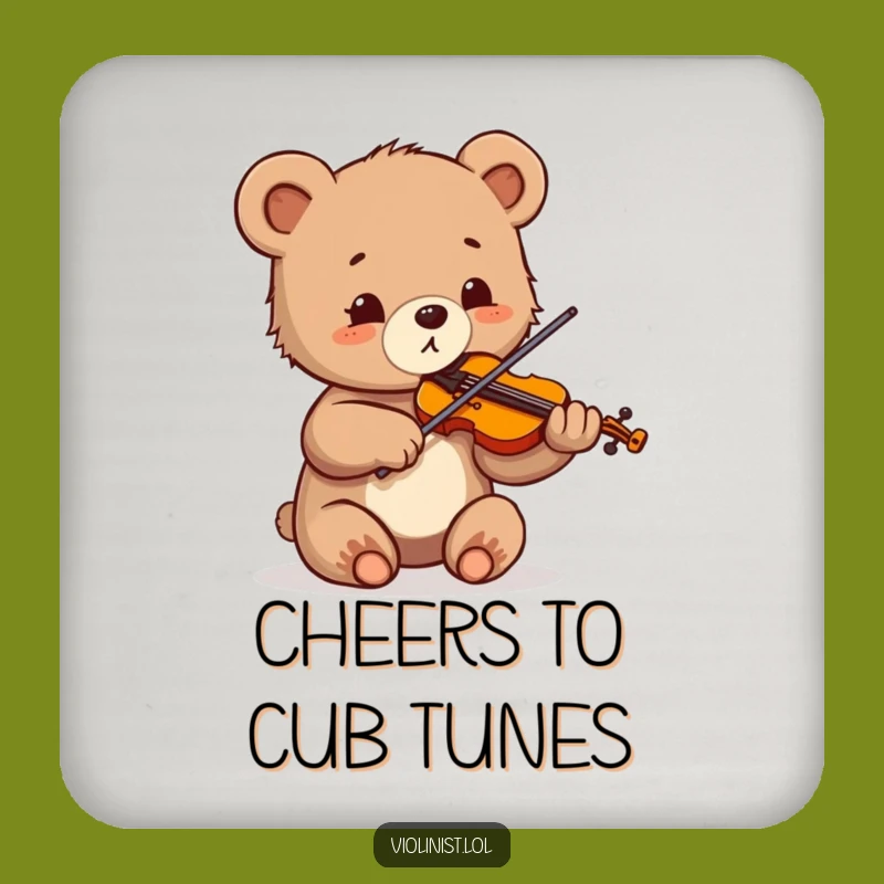 Funny Bear Cub Violinist Coasters: Protect Surfaces with Delight, Perfect Gift!