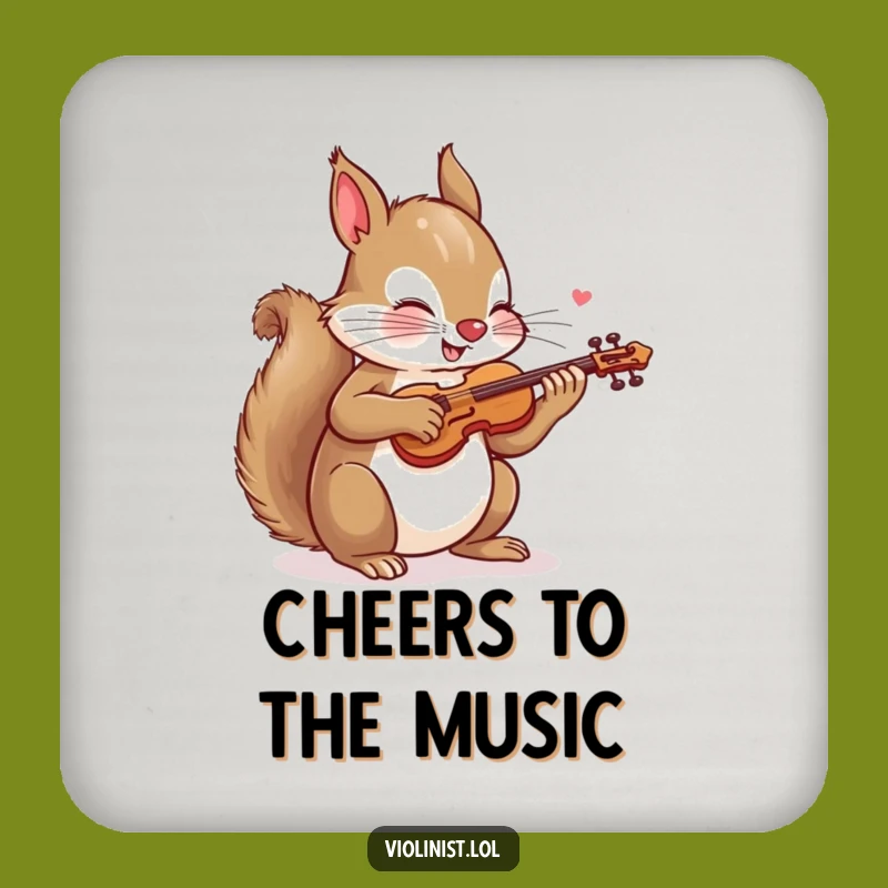 Funny Squirrel Drink Coaster: Energetic Violin Player, Perfect Humorous Gift for Tables