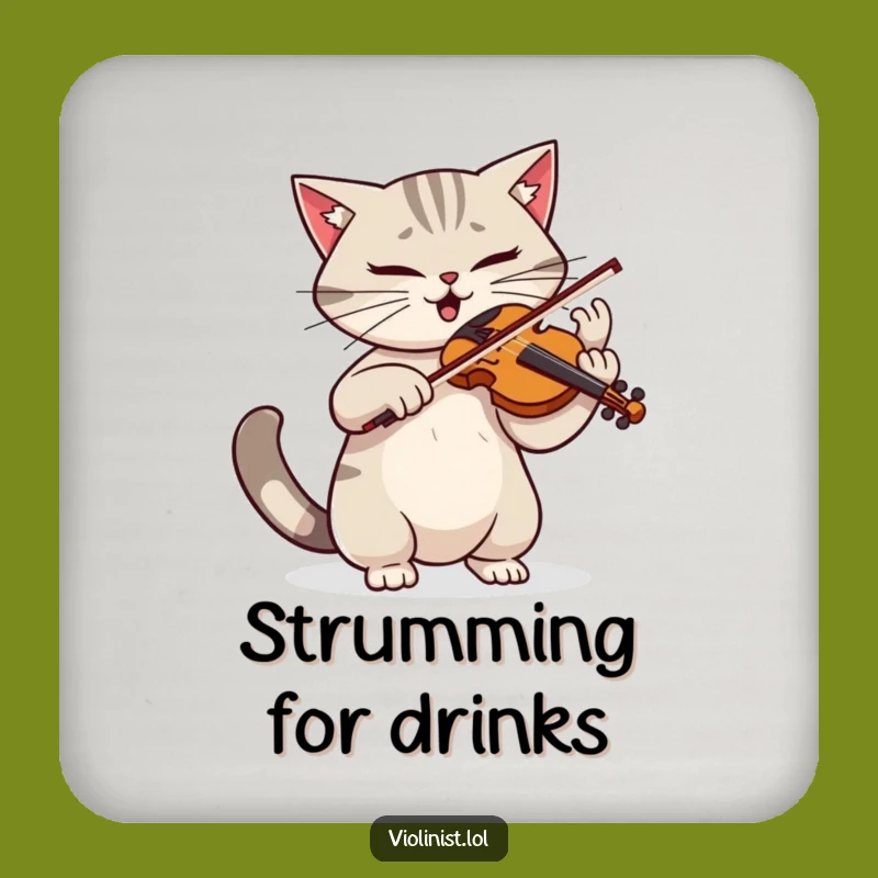 Funny Cat Violinist Coaster Set - Protect Surfaces with Musical Flair