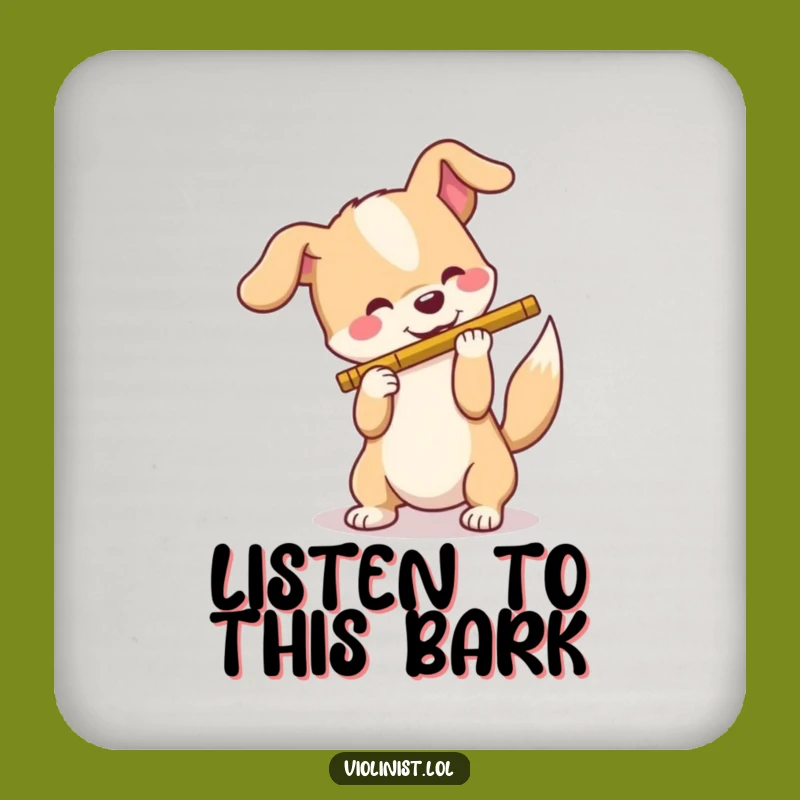 Funny Dog Flute Player Coaster: Protect Surfaces with Paws & Music!
