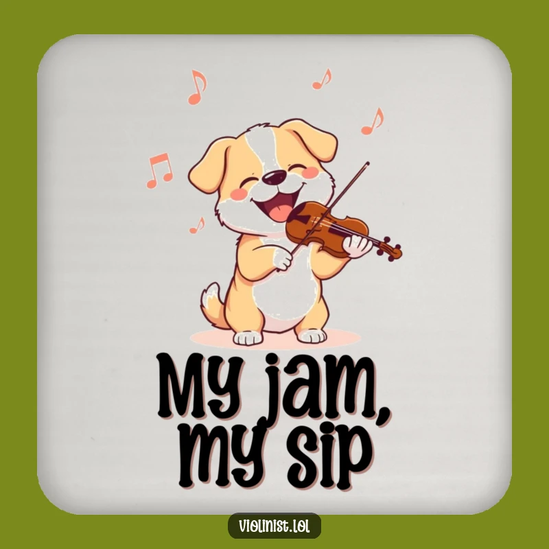 Funny Dog Violinist Drink Coaster: Protect Surfaces with Musical Pooch Charm