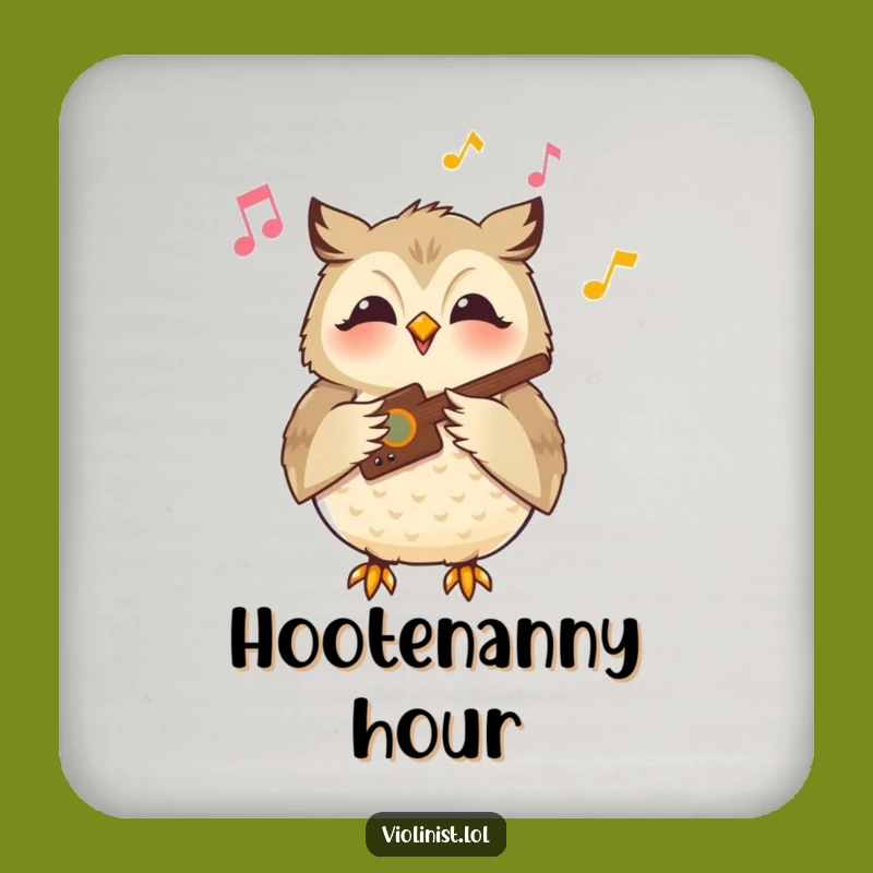 Funny Owl Music Drink Coaster: Protect Surfaces with Serene Comedy, Gift