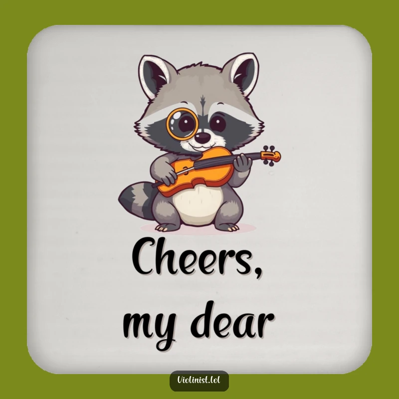 Funny Raccoon Fiddle Drink Coaster: Protect Surfaces with Dapper Charm, a Gift