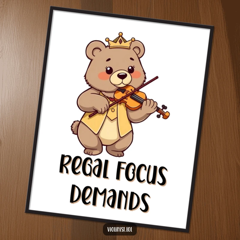Funny proud bear playing violin with regal posture and focused gaze, ideal for art.