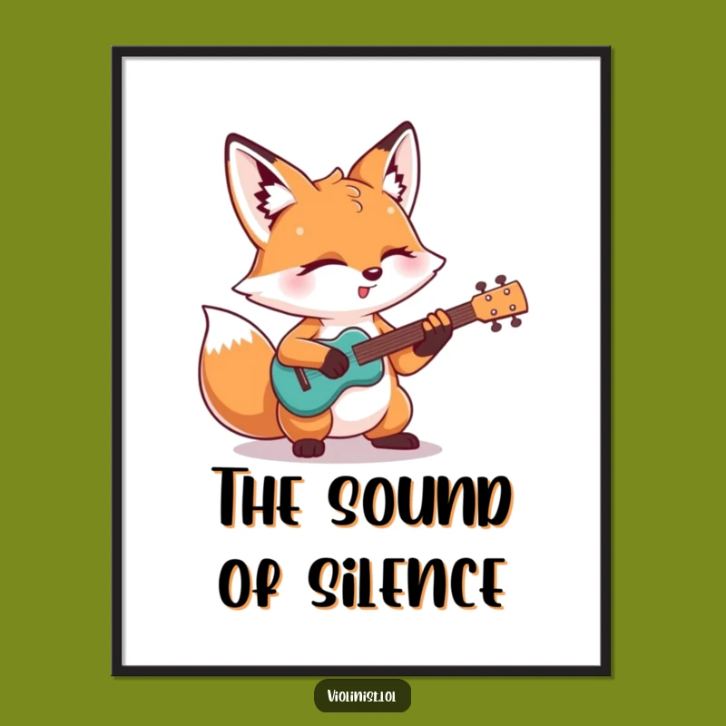 Funny Fox Solo Art Poster: Determined Musician's Hilarious Performance, Perfect Decor